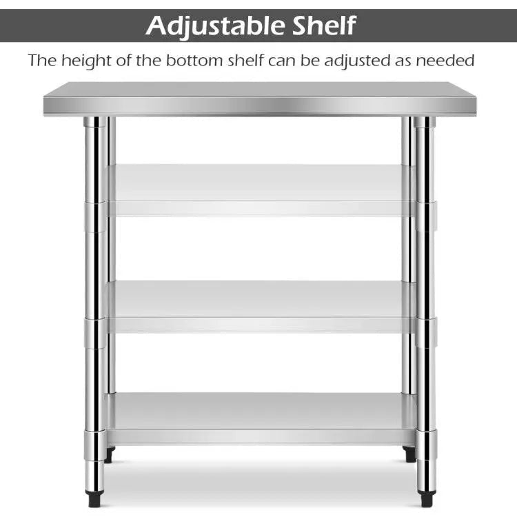 24 X 36 Inch Stainless Steel Commercial Kitchen Food Prep Table Commercial Kitchen Storage Product - Cuisine Chez Nadine