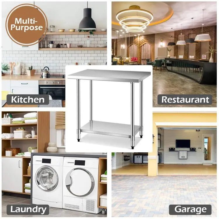 24 X 36 Inch Stainless Steel Commercial Kitchen Food Prep Table Commercial Kitchen Storage Product - Cuisine Chez Nadine