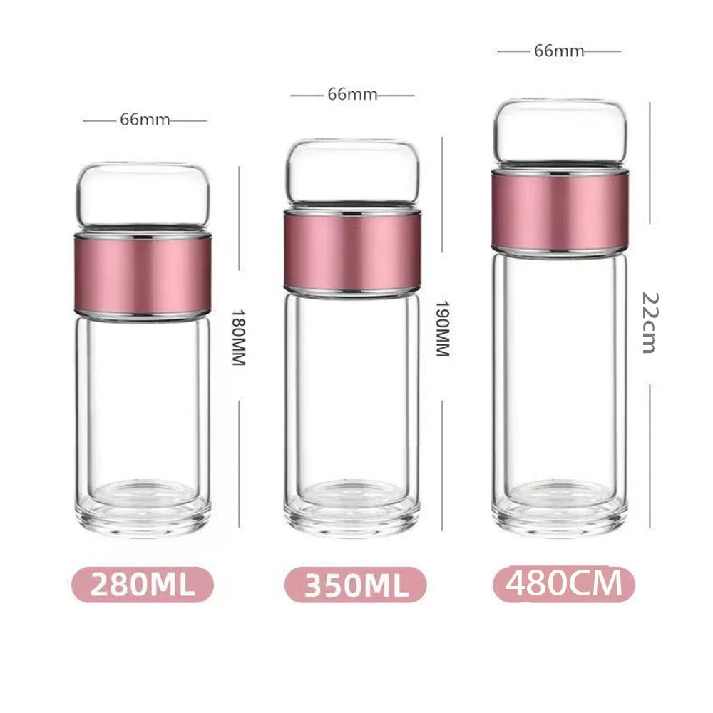 420ml Glass Cup with Double Walled Tea Infuser Easy To Clean Tea Infuser Cup Portable Tea Cup Suitable for Office and Travel Use - Cuisine Chez Nadine