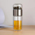 420ml Glass Cup with Double Walled Tea Infuser Easy To Clean Tea Infuser Cup Portable Tea Cup Suitable for Office and Travel Use - Cuisine Chez Nadine