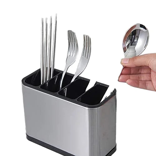 Porte-Baguettes et Couverts en Acier Inoxydable - Organisateur Multifonctionnel pour Cuisine