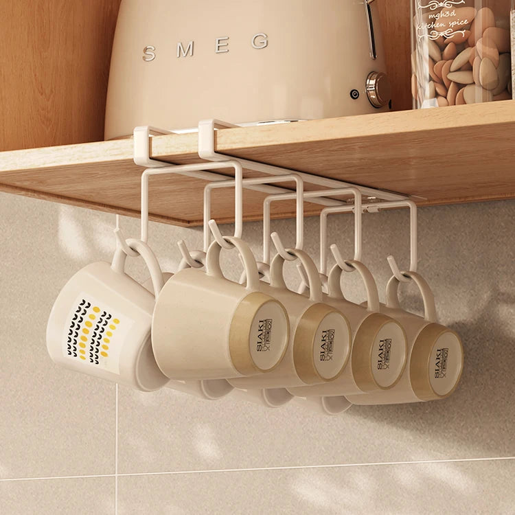 Crochet inférieur sans perçage pour rangement de cuisine, porte-tasses à café, porte-ustensiles de cuisine, égouttoir inversé