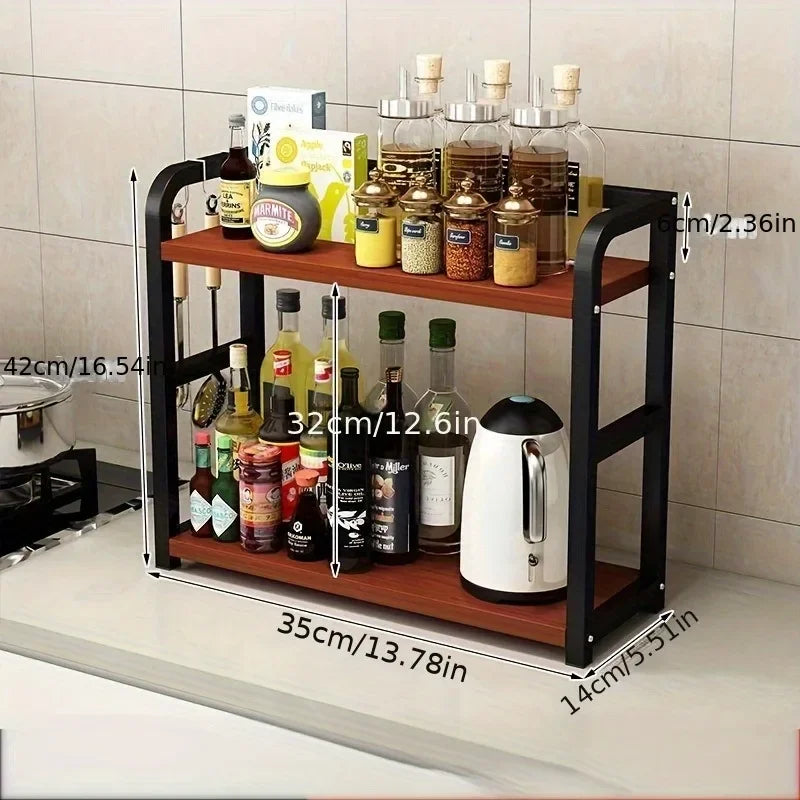 Étagère de Comptoir Métallique 2 Niveaux – Organisateur Antirouille pour Tasses, Café et Condiments