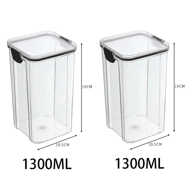 Ensemble de 2 Bocaux Hermétiques 700ml - Boîtes Rangement Aliments Plastique Transparent Elenxs Noir