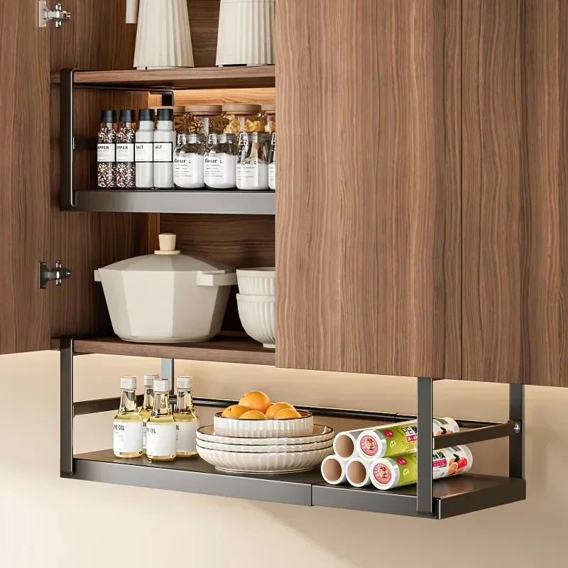 Étagère à Épices Réglable en Métal – Support Suspendu pour Armoire de Cuisine, Noir ou Blanc