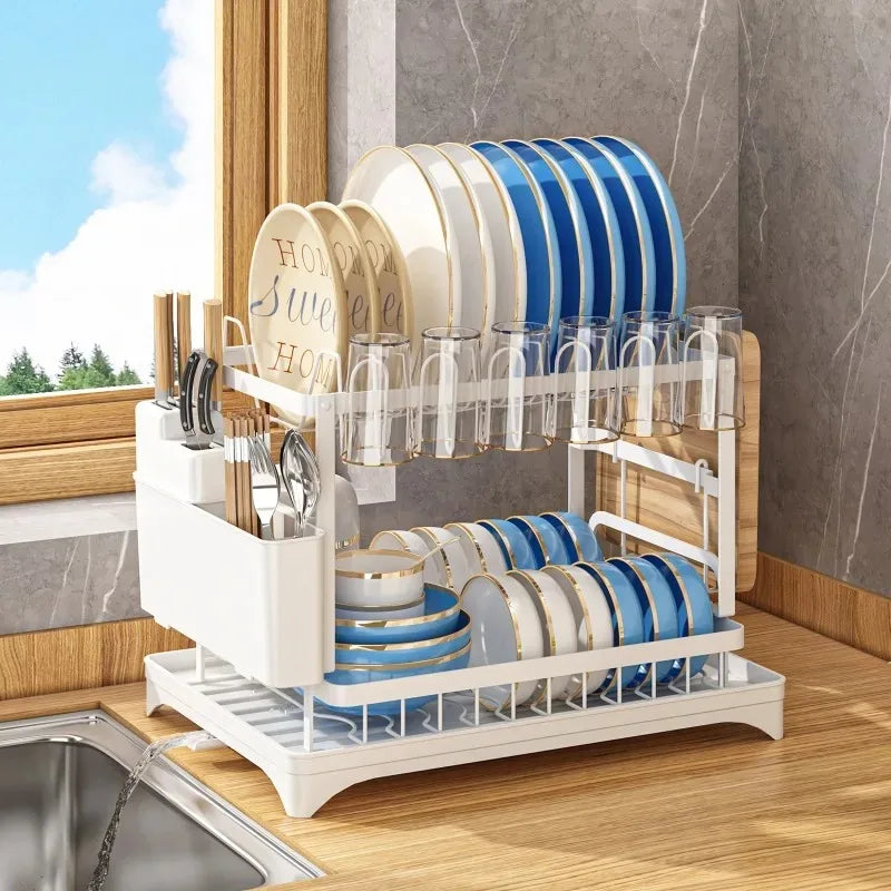 Égouttoir à Vaisselle Multifonctionnel – Étagère de Comptoir pour Assiettes, Baguettes et Ustensiles