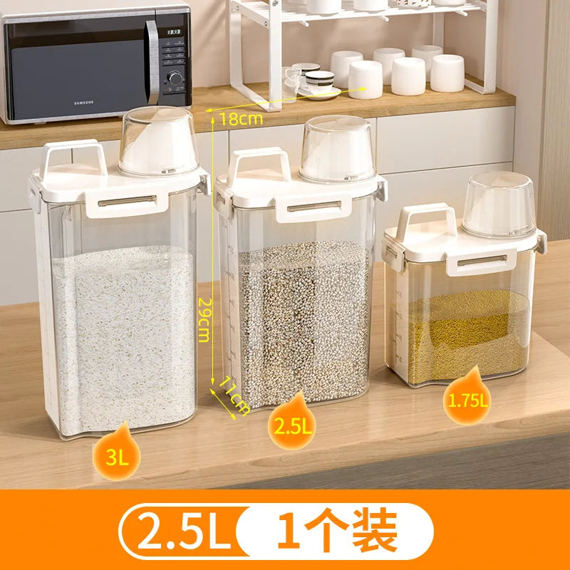 Boîte de stockage de grains et divers aliments de qualité alimentaire 1,75/2,5/3L, réservoir de stockage de riz, réservoir étanche, ustensile de cuisine neuf
