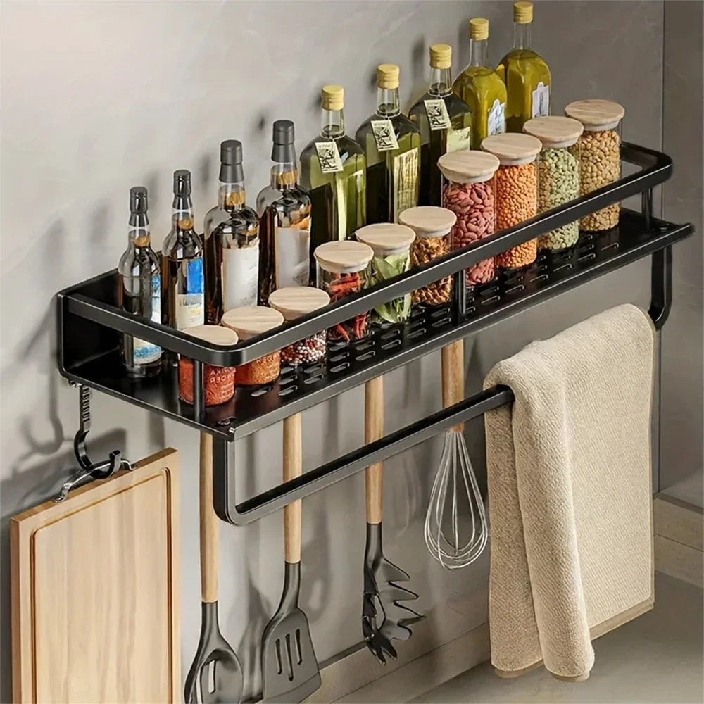 Étagère Murale Multifonctionnelle - Organisateur Rangement Cuisine Salle de Bain Électroplaqué
