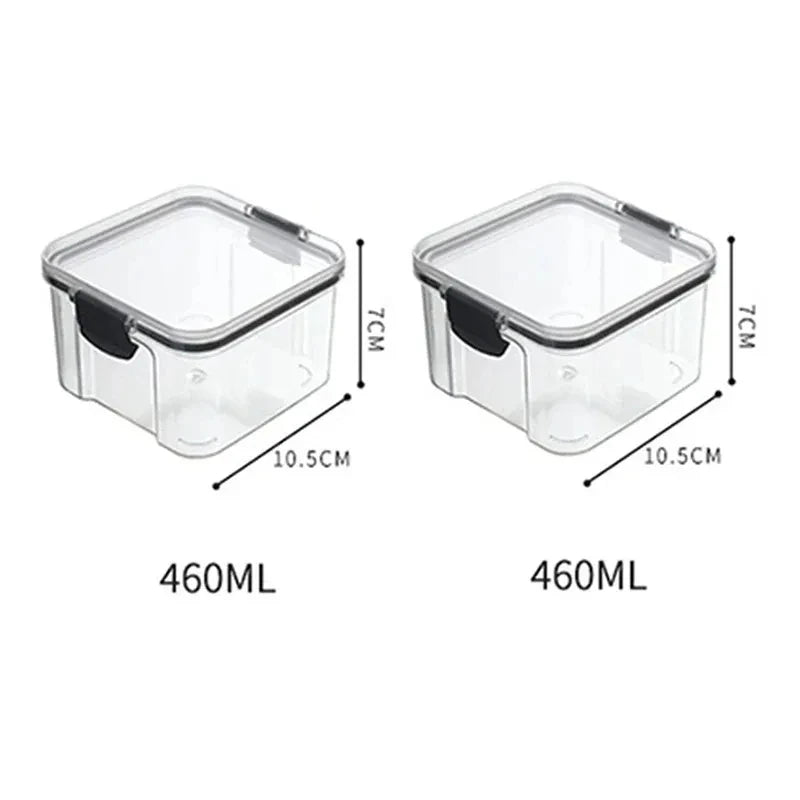 Ensemble de 2 Bocaux Hermétiques 700ml - Boîtes Rangement Aliments Plastique Transparent Elenxs Noir