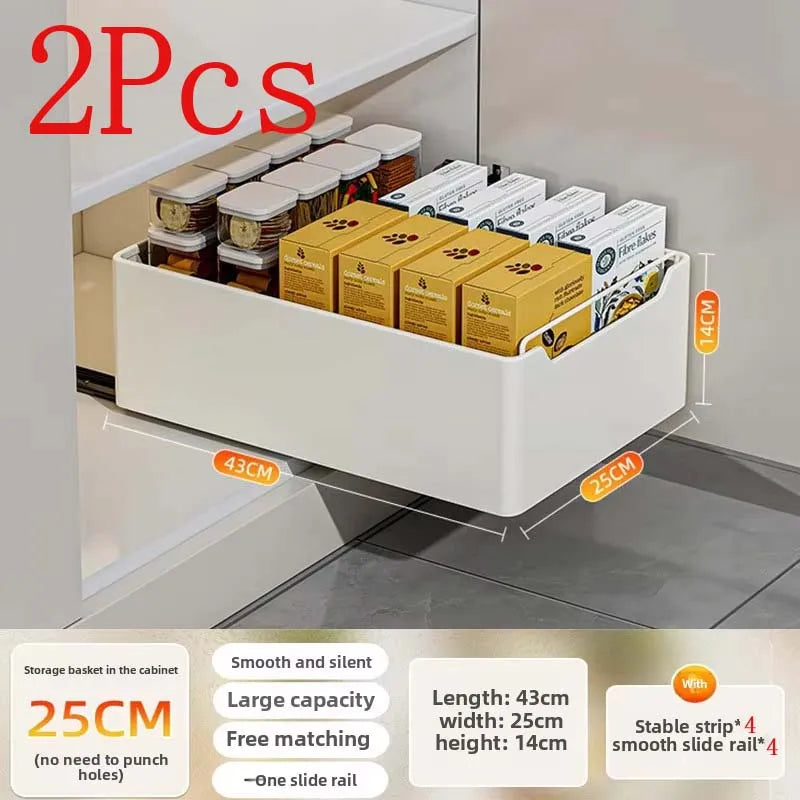 Tiroir Coulissant Extractible pour Placard de Cuisine – Étagère À Épices avec Rails, 20 Formats