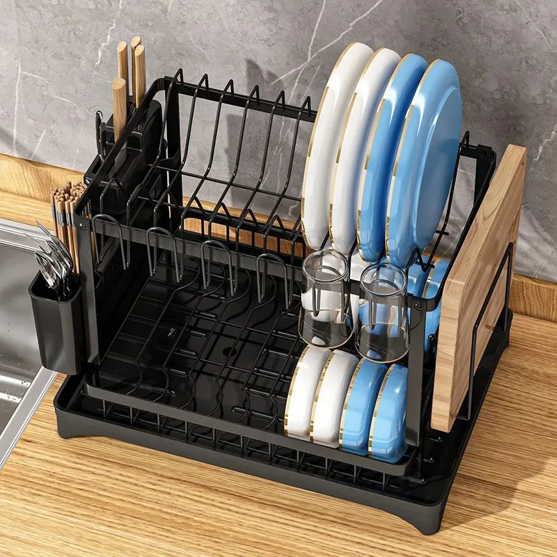Égouttoir à Vaisselle Multifonctionnel – Étagère de Comptoir pour Assiettes, Baguettes et Ustensiles