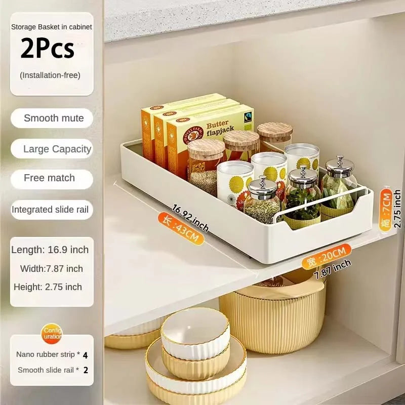 Tiroir Coulissant Extractible pour Placard de Cuisine – Étagère À Épices avec Rails, 20 Formats