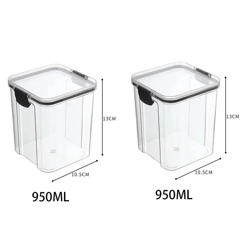 Ensemble de 2 Bocaux Hermétiques 700ml - Boîtes Rangement Aliments Plastique Transparent Elenxs Noir