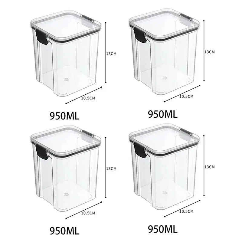 Ensemble de 2 Bocaux Hermétiques 700ml - Boîtes Rangement Aliments Plastique Transparent Elenxs Noir