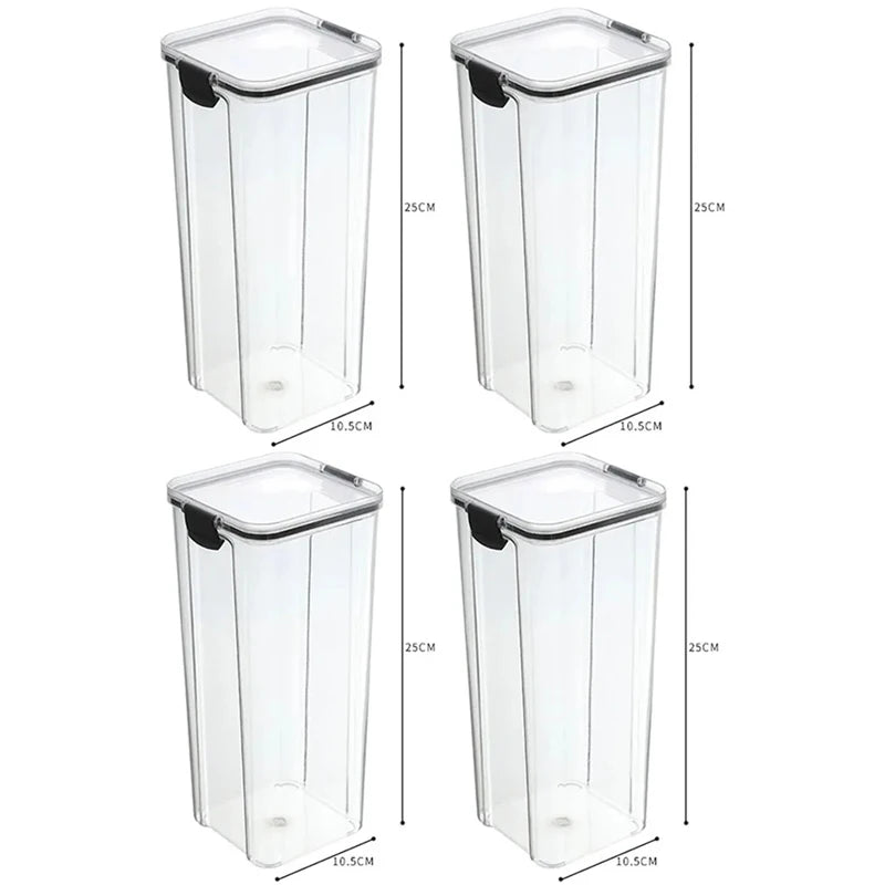 Ensemble de 2 Bocaux Hermétiques 700ml - Boîtes Rangement Aliments Plastique Transparent Elenxs Noir