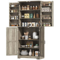 Garde-Manger Style Campagnard 183cm avec 4 Portes Grange - Armoire Cuisine Gris Délavé 12 Étagères