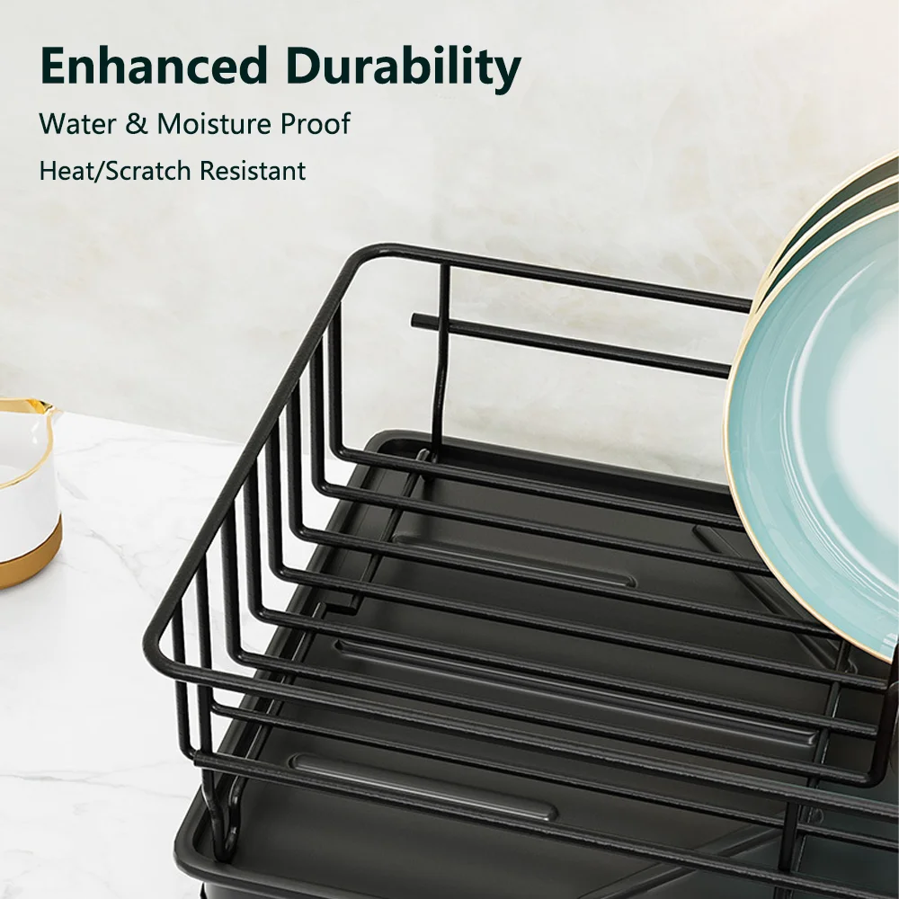 Organisateur de Cuisine Multifonctionnel - Égouttoir à Vaisselle Empilable pour Comptoir avec Rangement