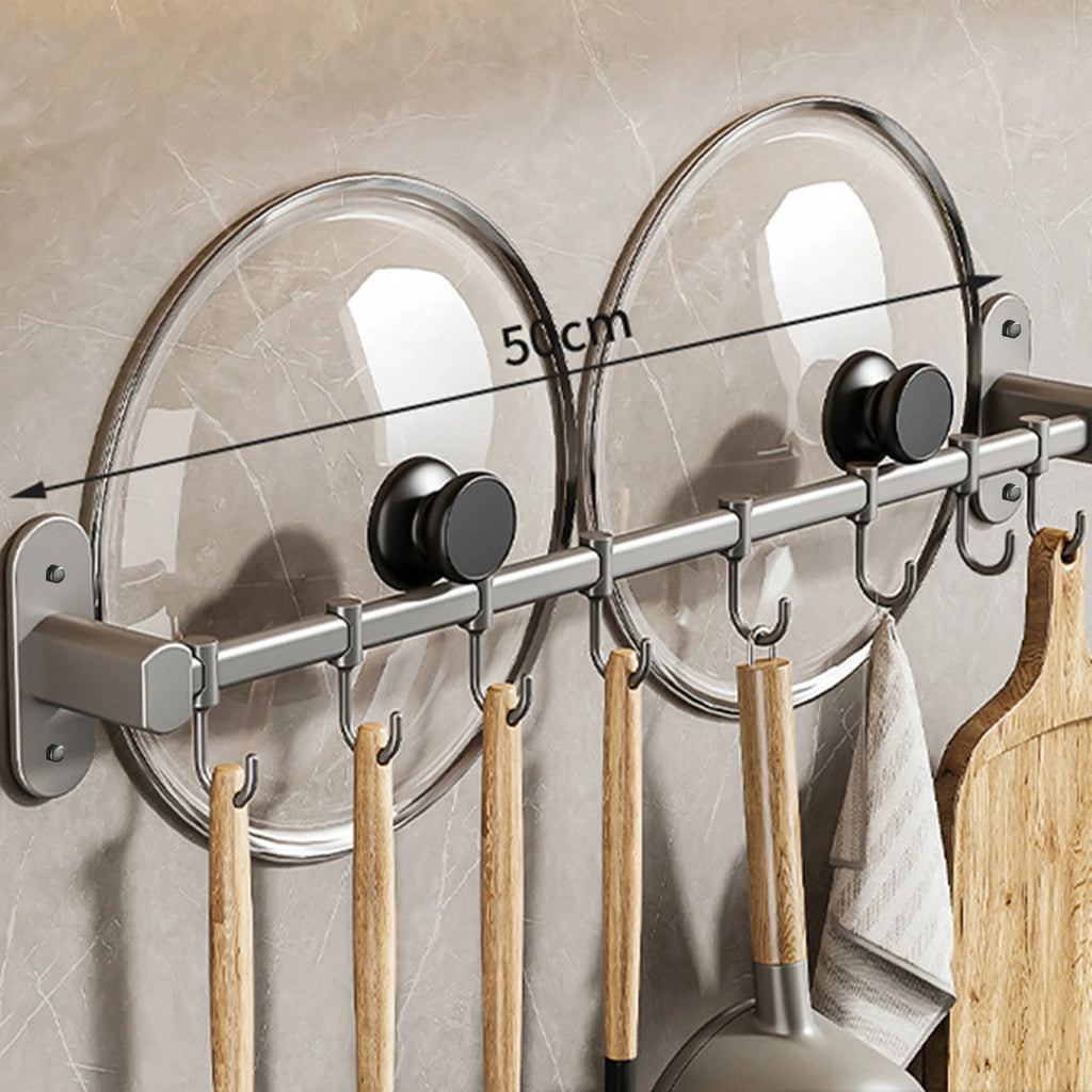 1 Support de rangement mural pour ustensiles de cuisine (couvercles, spatules, etc.) – Solution de rangement multifonctionnelle pour articles de cuisine.