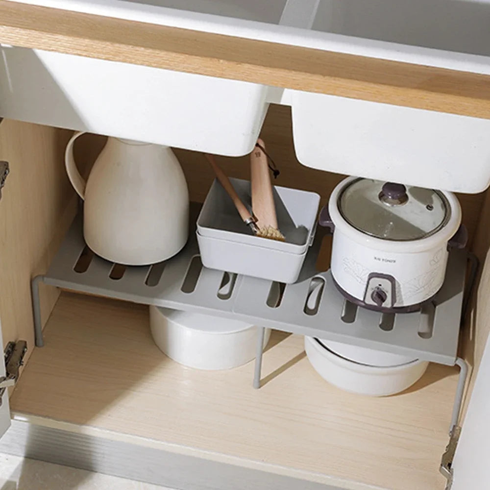 Étagère Pliante de Rangement pour Armoire Cuisine - Support Gain d'Espace Réutilisable Plastique