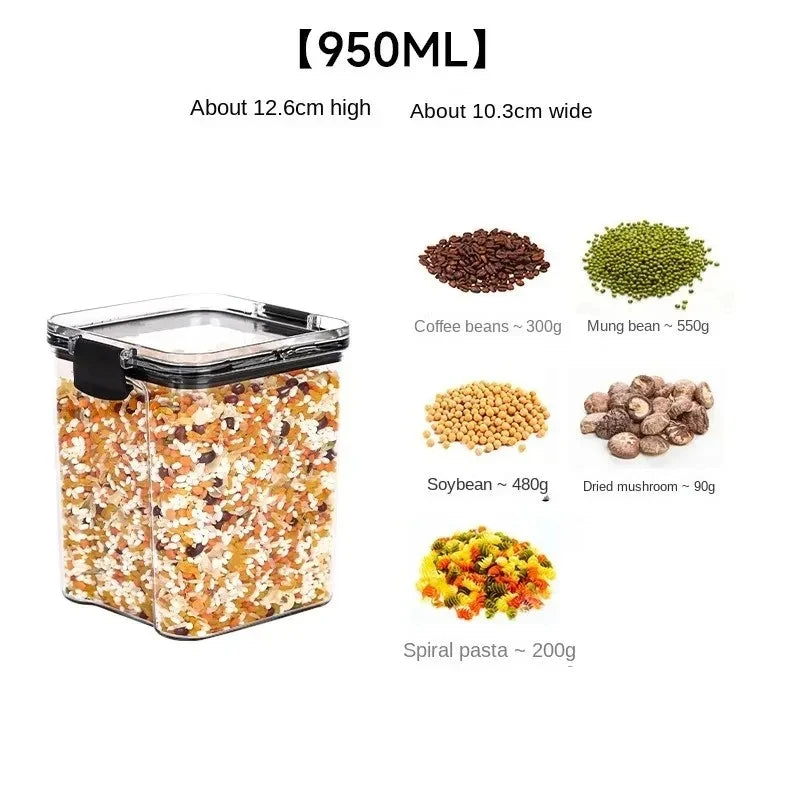 Boîte de rangement alimentaire hermétique de haute qualité, en plastique transparent, organisateur de cuisine, réservoir multifréquence empilable pour aliments secs