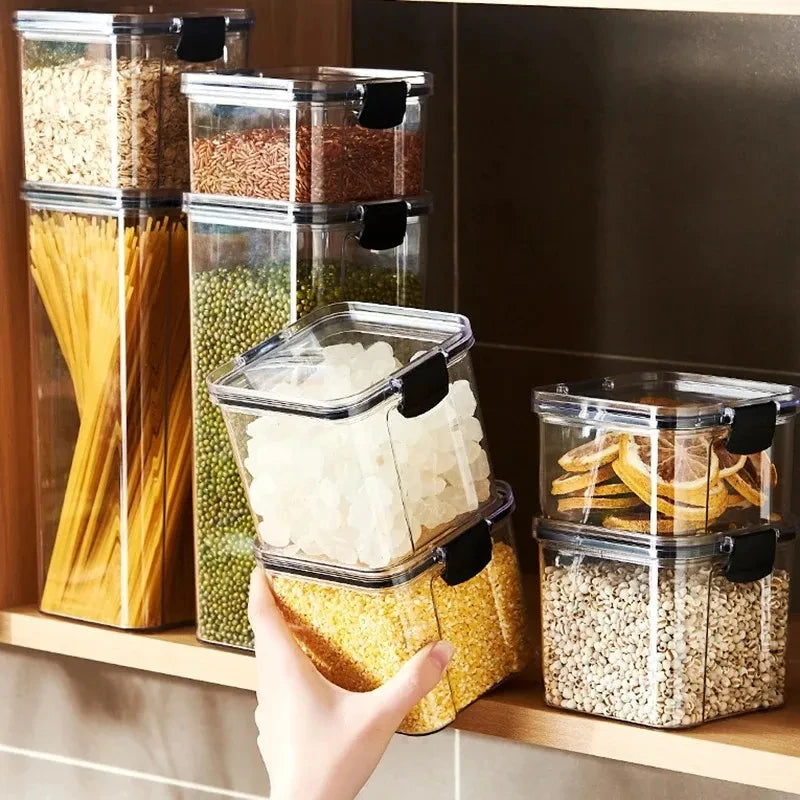 Ensemble de 2 Bocaux Hermétiques 700ml - Boîtes Rangement Aliments Plastique Transparent Elenxs Noir