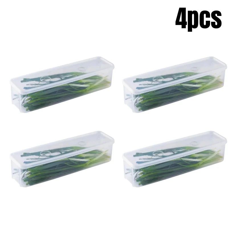 Boîtes de conservation pour réfrigérateur (1/2/4 pièces) avec couvercle, en plastique, pour conserver les aliments frais : oignons verts, coriandre, œufs, nouilles, etc.