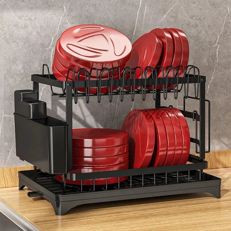 Égouttoir à Vaisselle Multifonctionnel pour Comptoir - Support Rangement Vaisselle et Baguettes