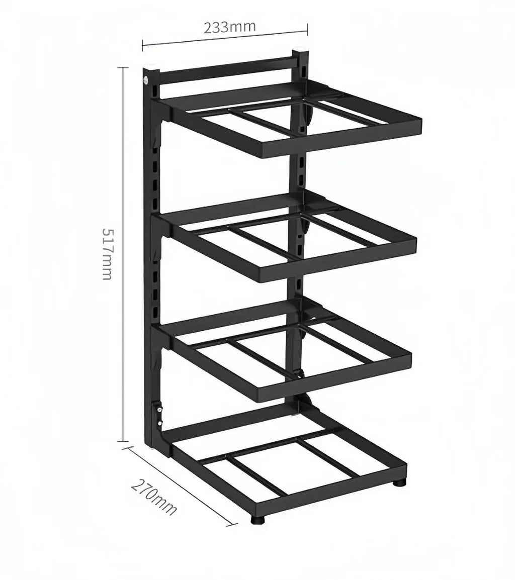 Support de Rangement Multicouche Réglable pour Casseroles - Organisateur Armoire Cuisine Noir