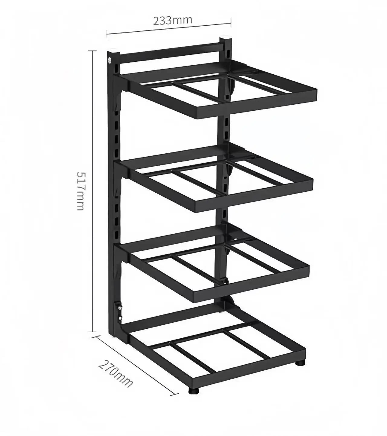 Support de Rangement Multicouche Réglable pour Casseroles - Organisateur Armoire Cuisine Noir