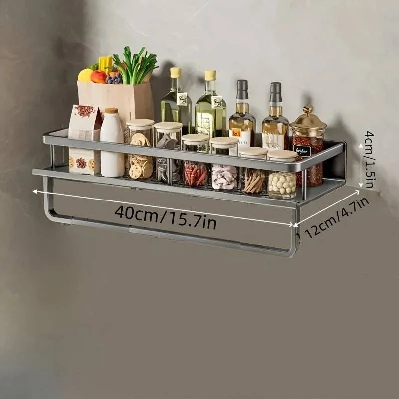 Étagère Murale Multifonctionnelle - Organisateur Rangement Cuisine Salle de Bain Électroplaqué