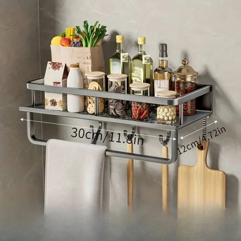 Étagère Murale Multifonctionnelle – Rangement pour Cuisine, Salle de Bain et Bureau, Finition Électroplaquée