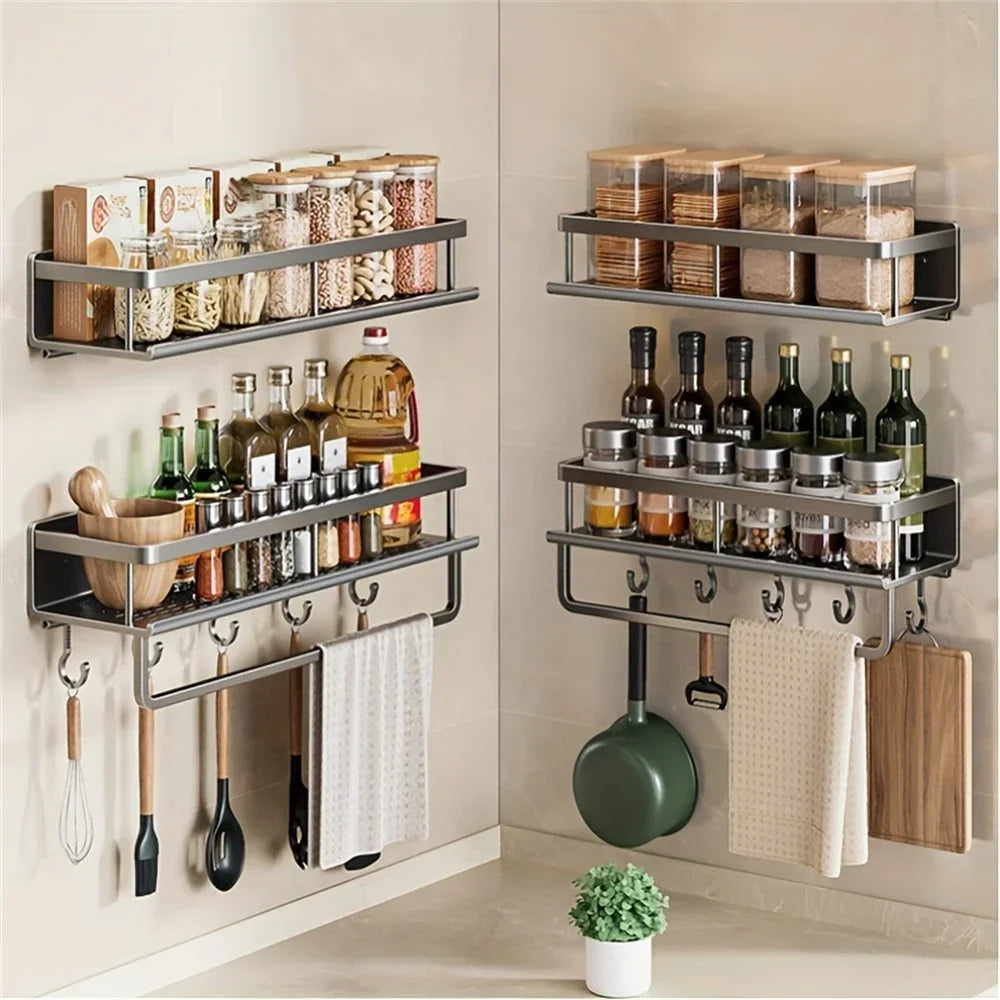 Étagère Murale Multifonctionnelle - Organisateur Rangement Cuisine Salle de Bain Électroplaqué