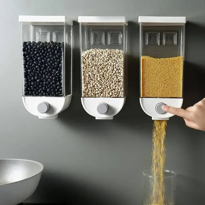 Distributeur de céréales de cuisine mural séparé, seau à riz, bocal transparent pour grains, boîte de rangement alimentaire, réservoirs étanches