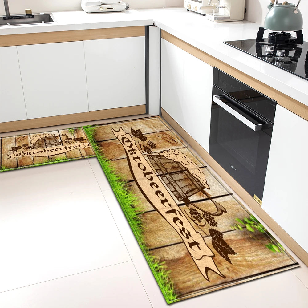 Tapis de Cuisine Motif Café Antidérapant - Tapis Mémoire de Forme Imperméable Polyvalent
