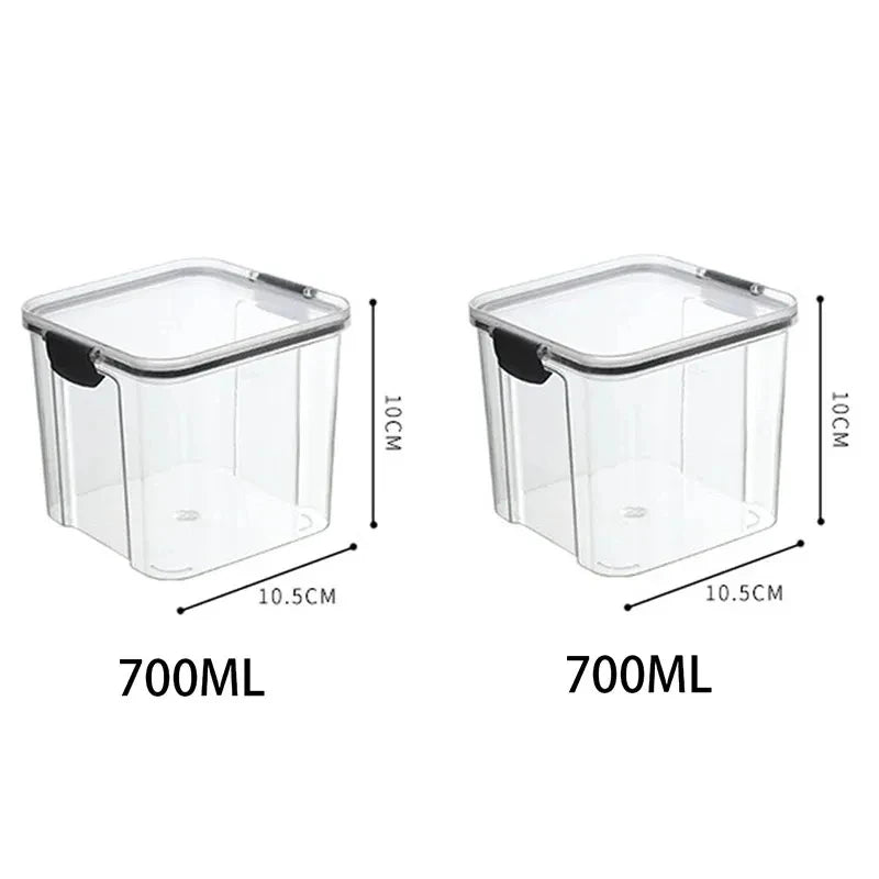 Boîte de rangement alimentaire hermétique de haute qualité, en plastique transparent, organisateur de cuisine, réservoir multifréquence empilable pour aliments secs