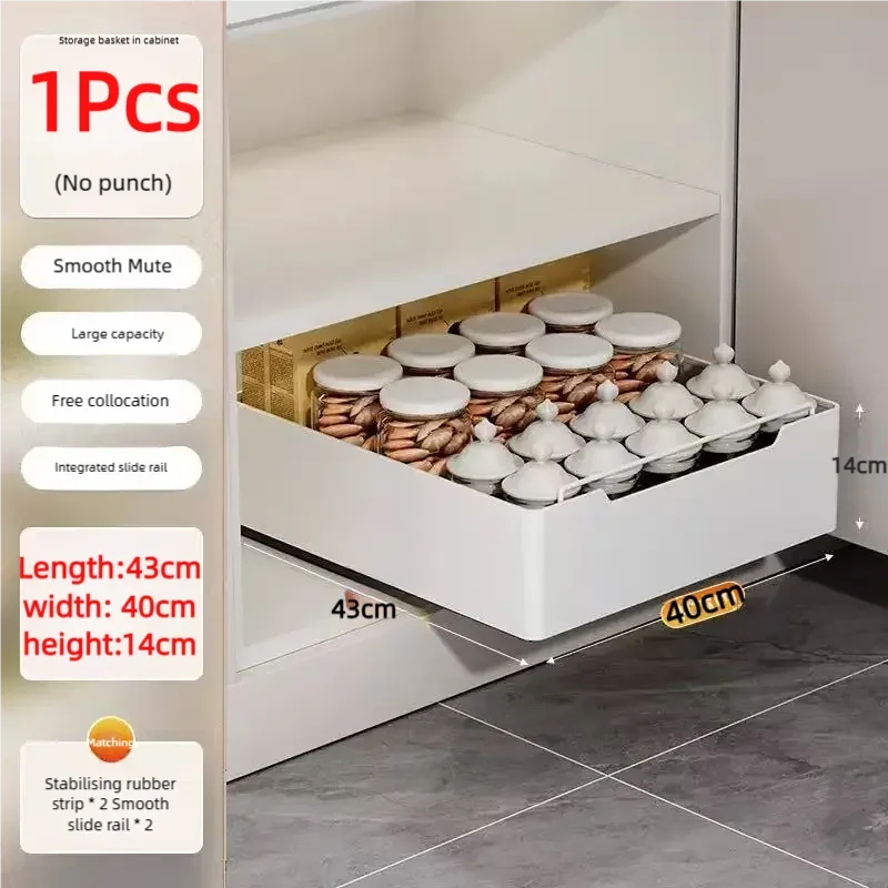 Tiroir Coulissant Extractible pour Placard de Cuisine – Étagère À Épices avec Rails, 20 Formats