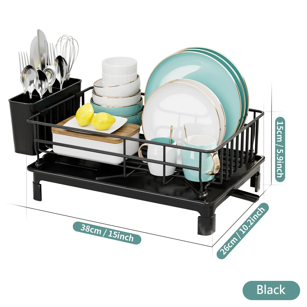 Organisateur de Cuisine Multifonctionnel - Égouttoir à Vaisselle Empilable pour Comptoir avec Rangement