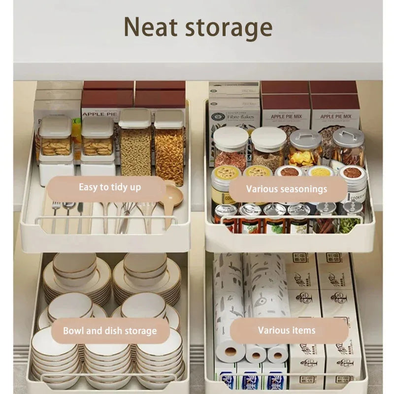 Tiroir Coulissant Extractible pour Placard de Cuisine – Étagère À Épices avec Rails, 20 Formats