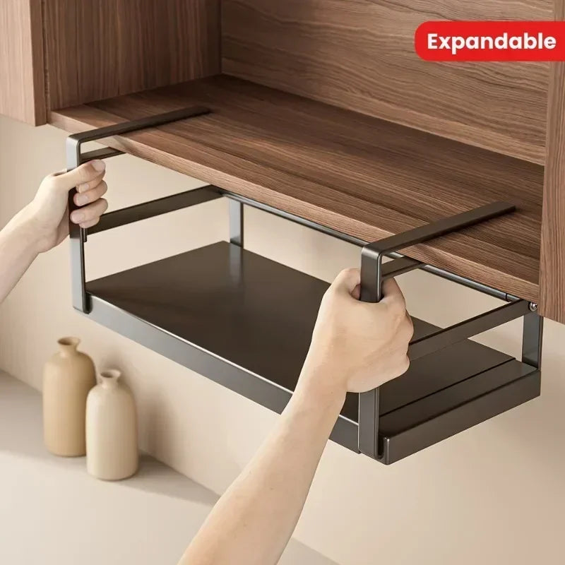 Étagère à Épices Réglable en Métal – Support Suspendu pour Armoire de Cuisine, Noir ou Blanc