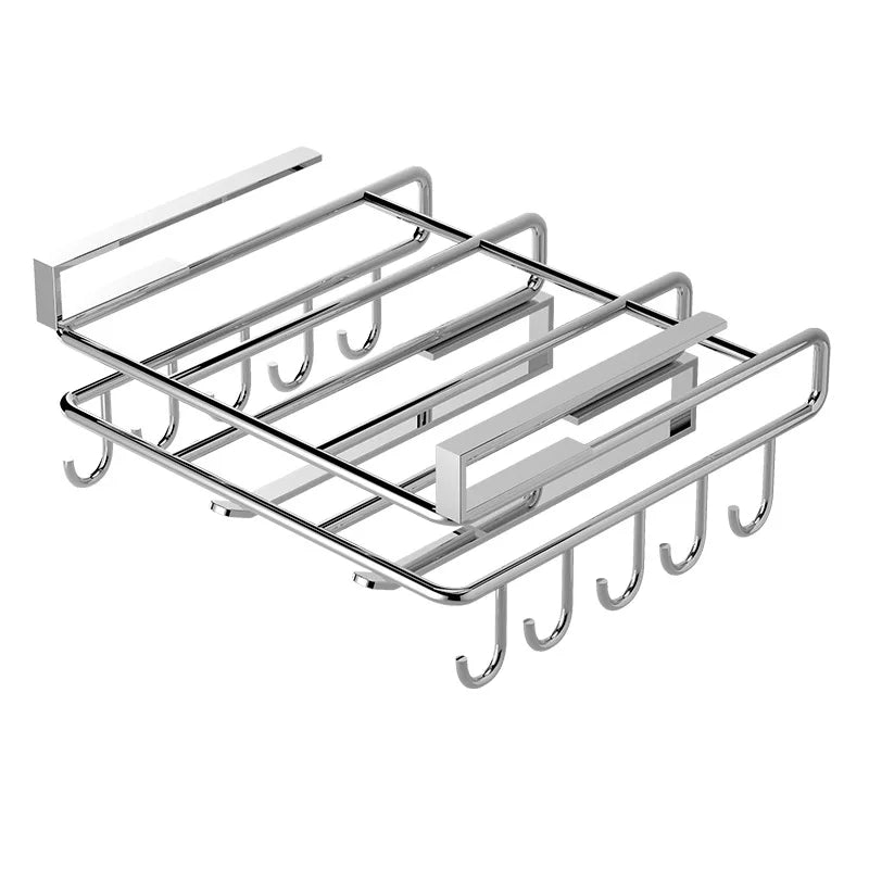 Étagère de Rangement Suspendue en Acier Inoxydable - Porte-Essuie-Tout Ustensiles et Planche à Découper