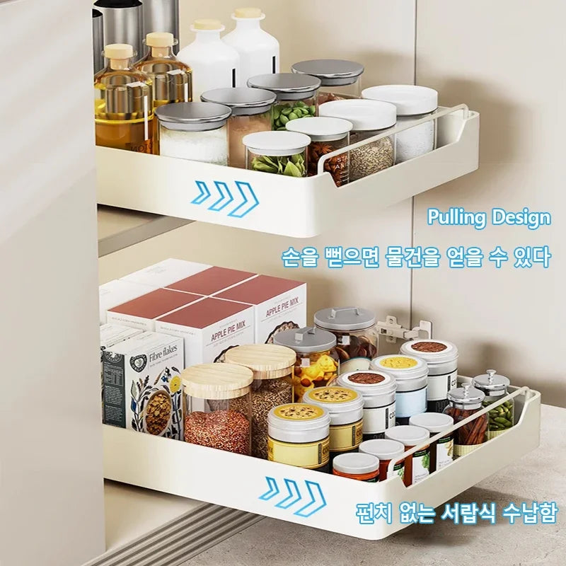 Tiroir Coulissant Extractible pour Placard de Cuisine – Étagère À Épices avec Rails, 20 Formats