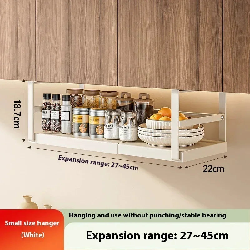 Étagère à Épices Réglable en Métal – Support Suspendu pour Armoire de Cuisine, Noir ou Blanc