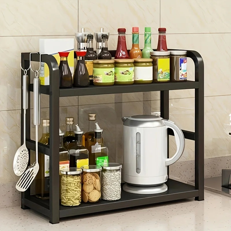 Étagère de Comptoir Métallique 2 Niveaux – Organisateur Antirouille pour Tasses, Café et Condiments