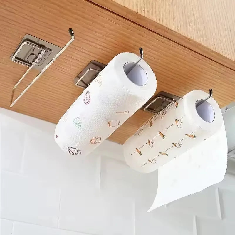 1 porte-rouleau de papier essuie-tout adhésif pour la cuisine, porte-papier toilette, distributeur de mouchoirs en papier, accessoires de rangement pour armoire à serviettes