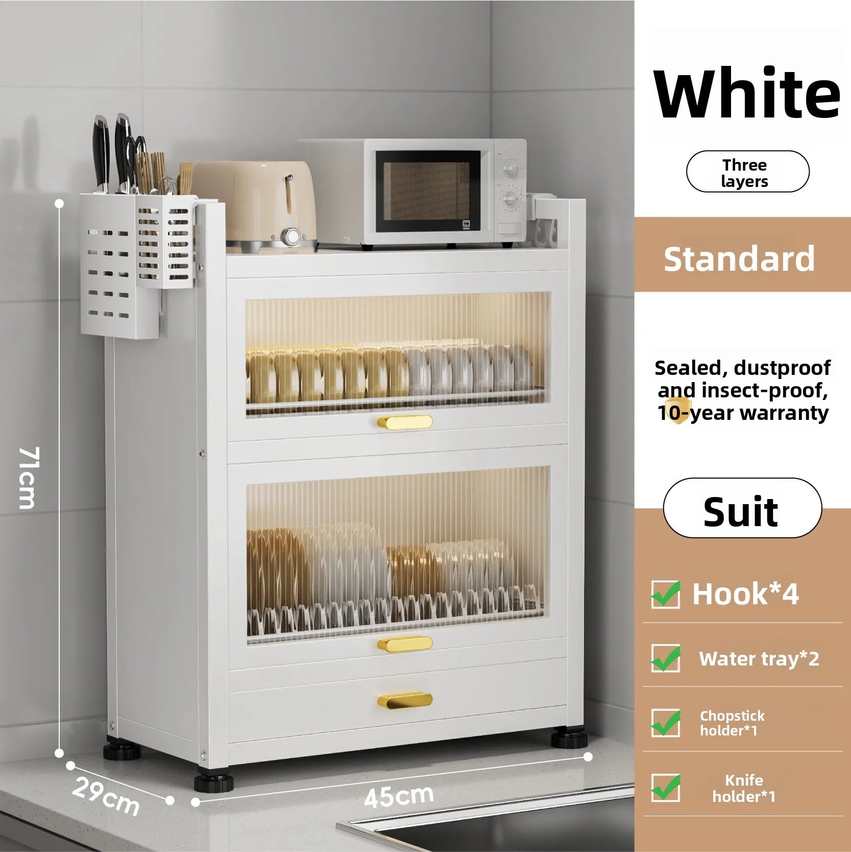 Boîte de rangement de cuisine avec porte, égouttoir à vaisselle anti-poussière, à poser sur le plan de travail, porte-baguettes, porte-assiettes, égouttoir à vaisselle