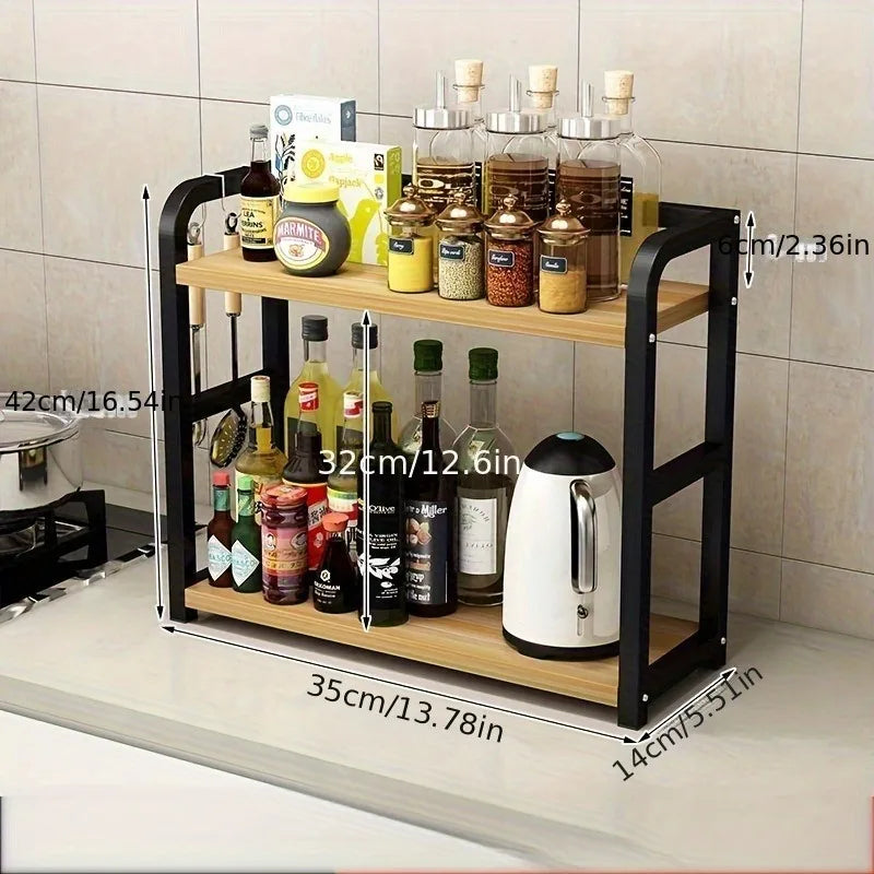Étagère de Comptoir Métallique 2 Niveaux – Organisateur Antirouille pour Tasses, Café et Condiments