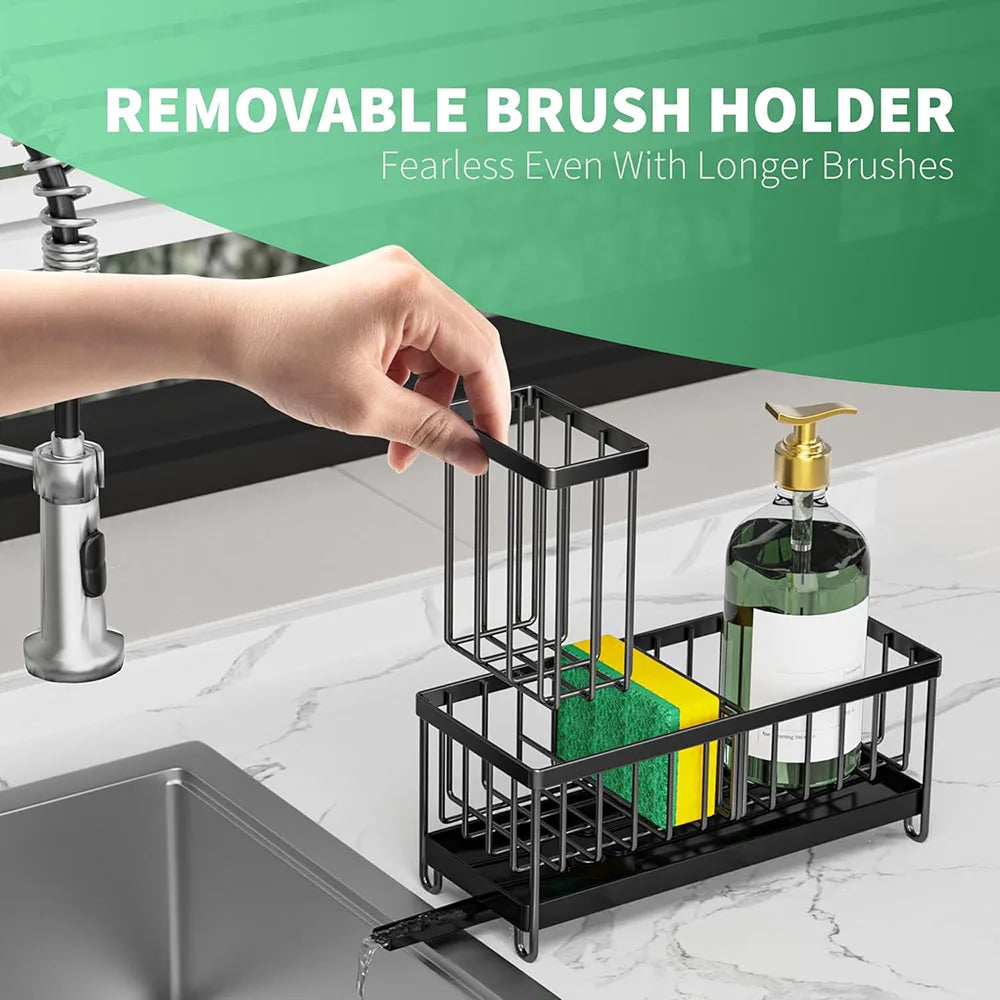 Organisateur d’Évier en Métal – Porte-Éponge et Porte-Brosse pour Cuisine