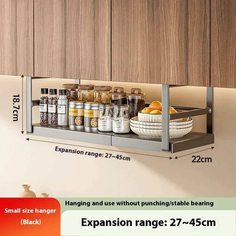 Étagère à Épices Réglable en Métal – Support Suspendu pour Armoire de Cuisine, Noir ou Blanc