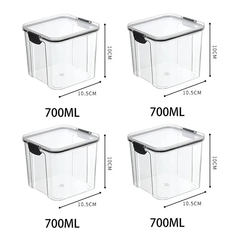 Ensemble de 2 Bocaux Hermétiques 700ml - Boîtes Rangement Aliments Plastique Transparent Elenxs Noir