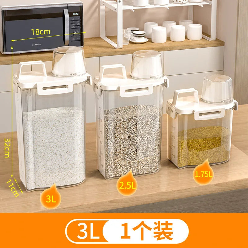 Boîte de stockage de grains et divers aliments de qualité alimentaire 1,75/2,5/3L, réservoir de stockage de riz, réservoir étanche, ustensile de cuisine neuf